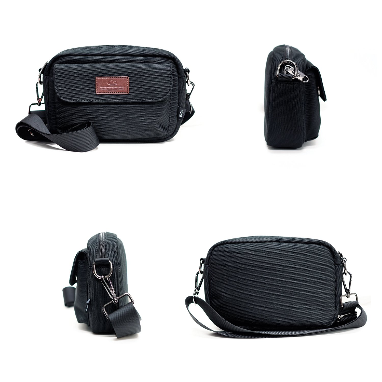 กระเป๋าสะพายข้าง HQ LUGGAGE รุ่น 3328 สีดำ ดีไซน์เรียบหรูมินิมอล ผลิตจากผ้าโพลีเอสเตอร์ กันละอองน้ำ น้ำหนักเบา พร้อมสายสะพายถอดได้ ช่องเปิด-ปิดด้วยแม่เหล็กและซิป พร้อมช่องย่อยหลากหลาย บุ EVA Foam ป้องกันการกระแทก เหมาะกับการใช้งานประจำวัน