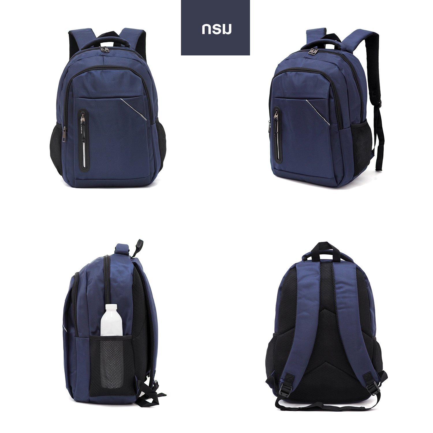 HQ LUGGAGE รุ่น 11143 (Sky-Bow) กระเป๋าเป้ใส่โน้ตบุ๊คขนาด 15 นิ้ว ดีไซน์เรียบหรู ผลิตจากผ้าโพลีเอสเตอร์หนา น้ำหนักเบา พกพาสะดวก บุฟองน้ำรองรับหลังและบ่า ช่วยลดแรงกดทับ พร้อมช่องใส่ของครบครัน