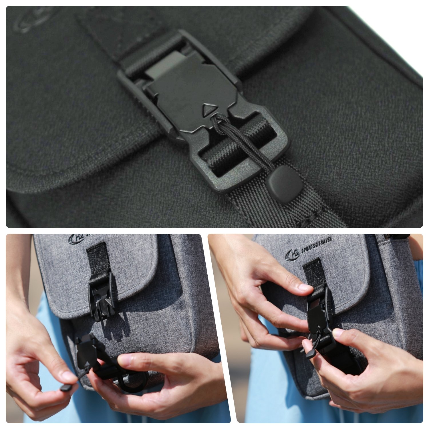 กระเป๋าสะพายข้าง HQ LUGGAGE รุ่น B3310 ขนาดกะทัดรัด ดีไซน์เรียบหรู ผลิตจากผ้าโพลีเอสเตอร์กันน้ำ 100% พร้อมสายไนลอนแข็งแรง เปิด-ปิดด้วยตัวล็อคแม่เหล็ก ช่องซิปกันน้ำ และบุ EVA Foam กันกระแทกในตัว เหมาะสำหรับใช้งานทุกวัน