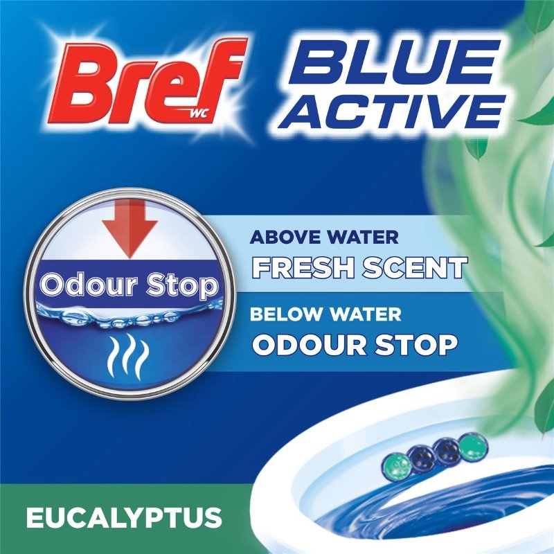 Bref Blue Active ผลิตภัณฑ์แขวนชักโครก | 4 พลังความสะอาด หอมสดชื่น 4 สัปดาห์