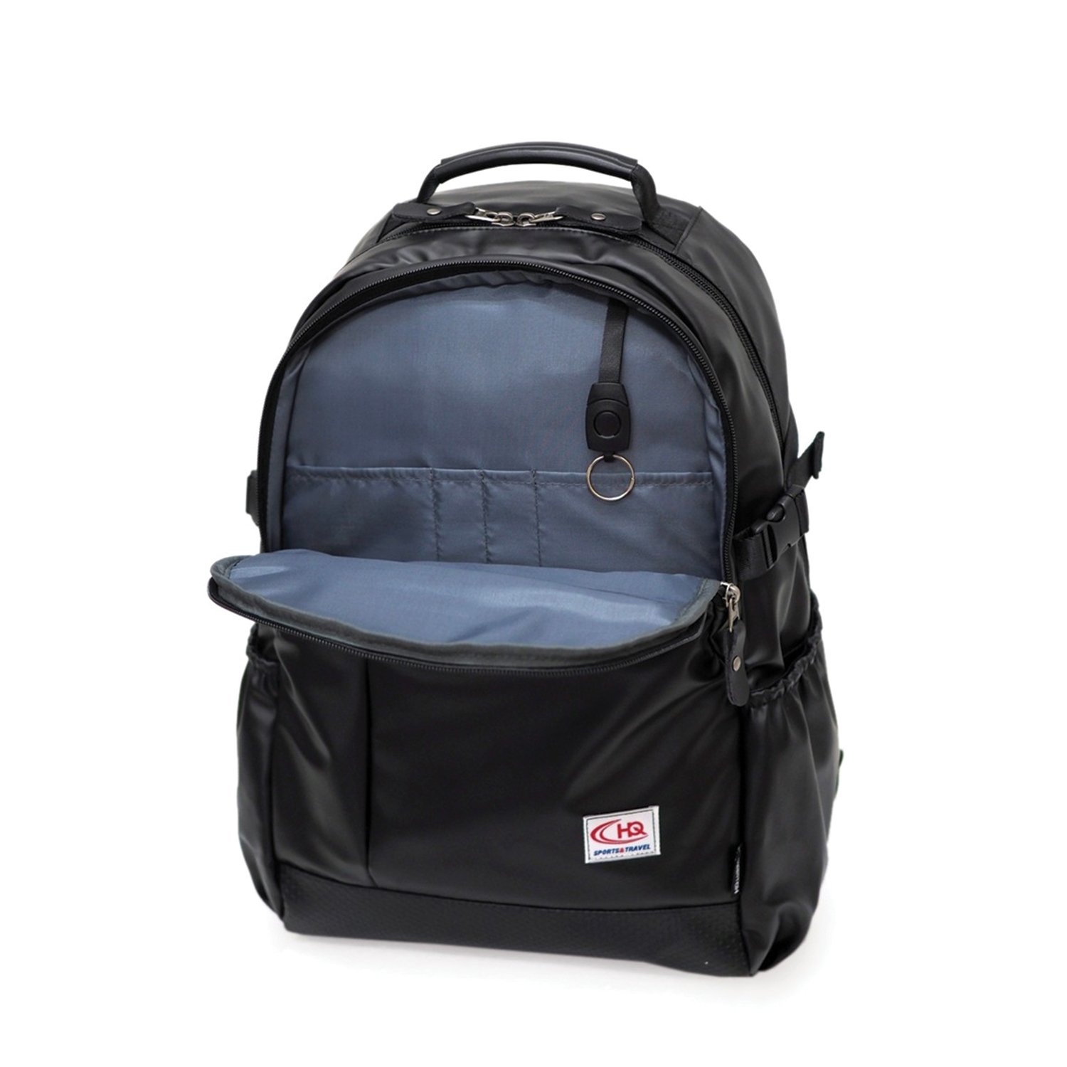 กระเป๋าเป้ HQ LUGGAGE รุ่น P9999 ดีไซน์เรียบหรู ผลิตจากผ้าโพลีเอสเตอร์เคลือบ PU/PVC กันน้ำ แข็งแรง ทนทาน ใส่โน้ตบุ๊คได้ถึง 16 นิ้ว พร้อมช่องเก็บ iPad, ปากกา, ร่ม และของใช้อื่น ๆ เหมาะสำหรับพกพาไปทำงานหรือเดินทาง