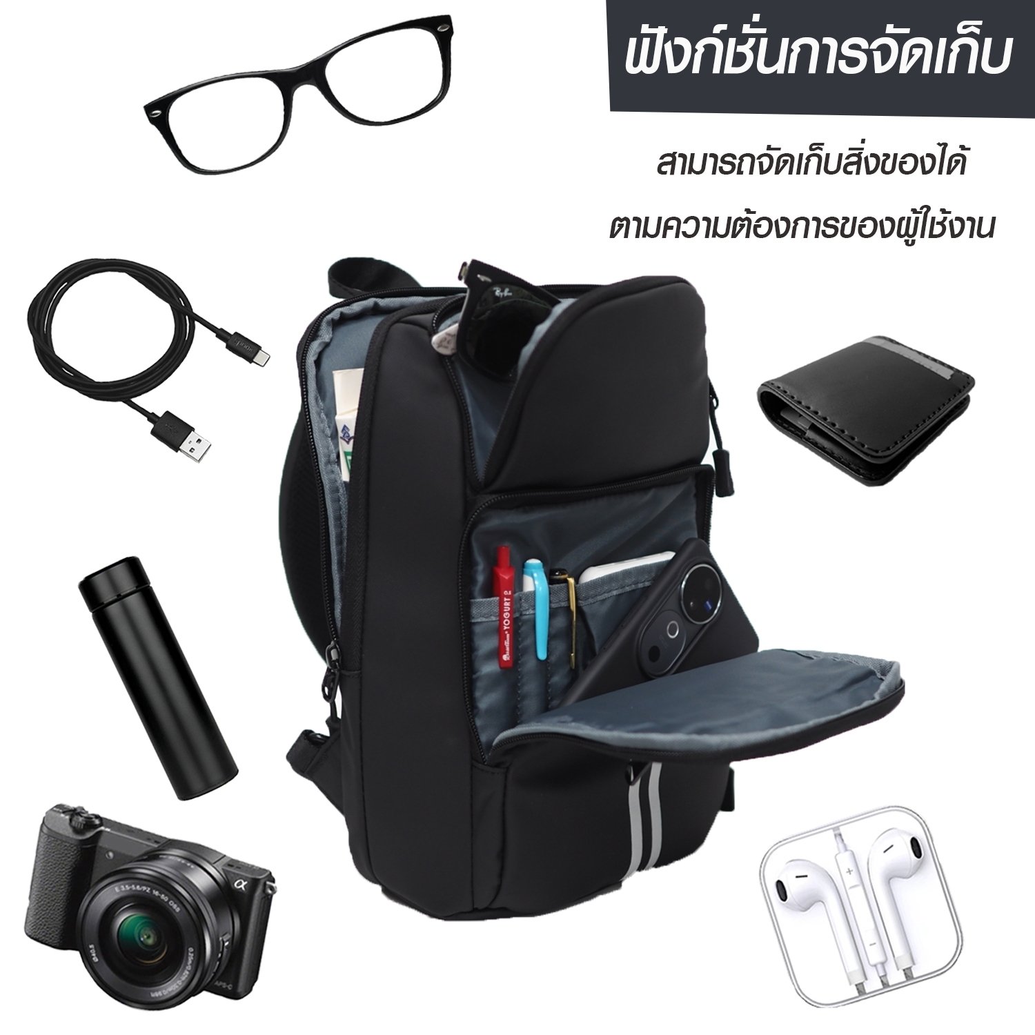 กระเป๋าคาดอก HQ LUGGAGE รุ่น 3326 สีดำ ผลิตจากผ้าโพลีเอสเตอร์เคลือบ PU กันน้ำ น้ำหนักเบา พกพาสะดวกด้วยหูหิ้ว มีช่องเก็บของเยอะ พร้อมสายสะพายบุฟองน้ำ ปรับระดับได้ และสามารถสลับข้างสะพายซ้าย-ขวา เหมาะสำหรับไลฟ์สไตล์แอคทีฟในทุกวัน