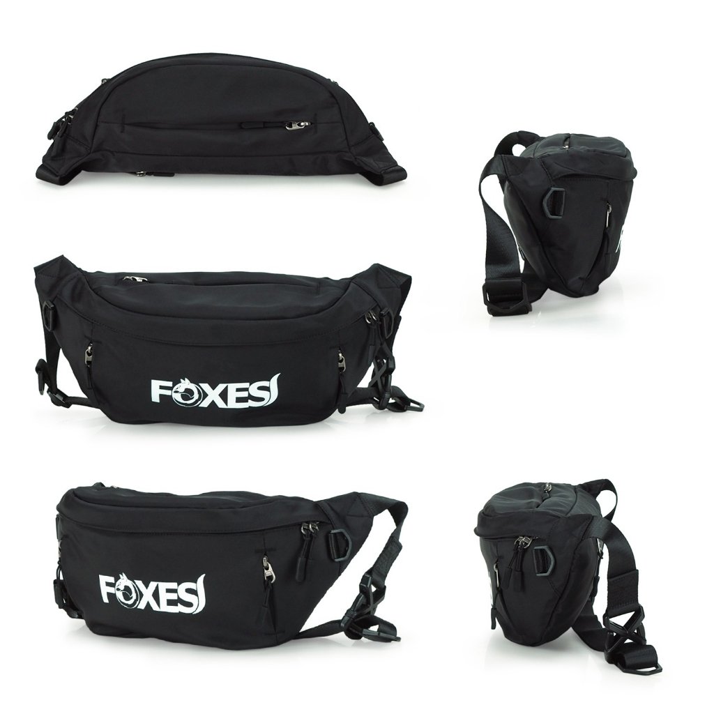 Foxes C10013 กระเป๋าคาดเอว / คาดอก น้ำหนักเบา ผลิตจากผ้าโพลีเอสเตอร์ กันละอองน้ำ มีหลายช่องซิป ปรับสายได้ถึง 150 ซม. เหมาะกับทุกสรีระ