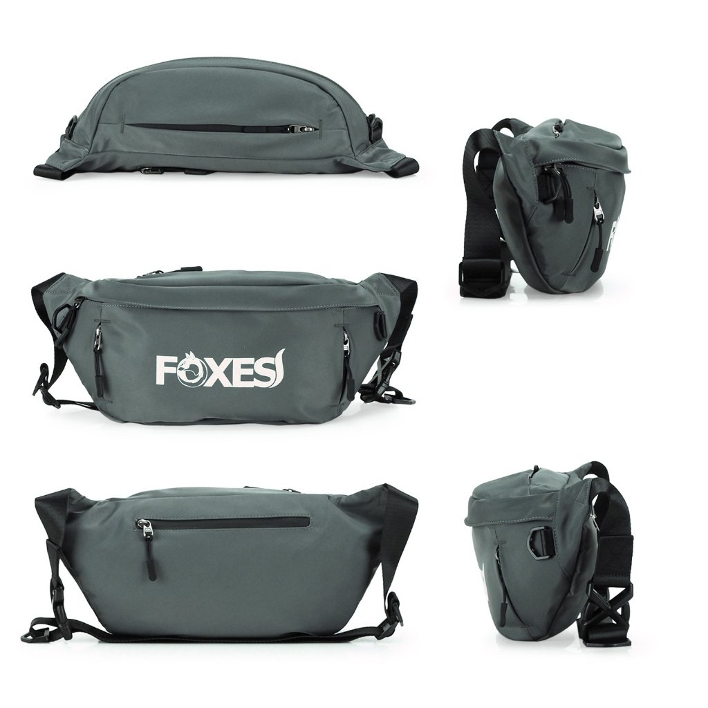 Foxes C10013 กระเป๋าคาดเอว / คาดอก น้ำหนักเบา ผลิตจากผ้าโพลีเอสเตอร์ กันละอองน้ำ มีหลายช่องซิป ปรับสายได้ถึง 150 ซม. เหมาะกับทุกสรีระ