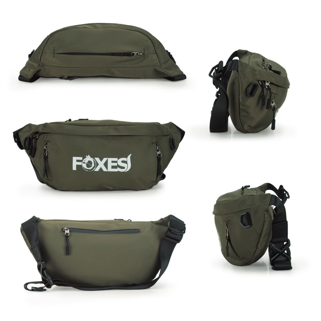 Foxes C10013 กระเป๋าคาดเอว / คาดอก น้ำหนักเบา ผลิตจากผ้าโพลีเอสเตอร์ กันละอองน้ำ มีหลายช่องซิป ปรับสายได้ถึง 150 ซม. เหมาะกับทุกสรีระ