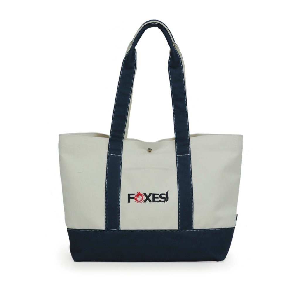 FOXES รุ่น TB3307 กระเป๋าโท้ทผ้าแคนวาส เคลือบกันน้ำ 100% ปักโลโก้ Foxes สายสะพายหนานุ่มไม่เจ็บไหล่ ช่องหลักเปิด-ปิดด้วยกระดุม พร้อมช่องหน้าและช่องย่อยด้านใน
